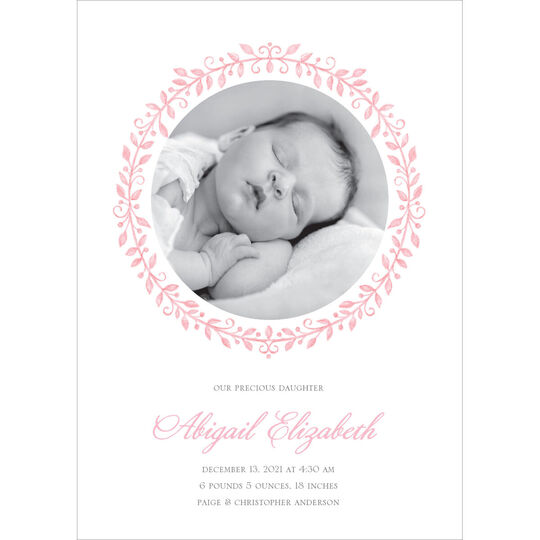 Pink Painted Precious Baby Girl Photo Announcements
